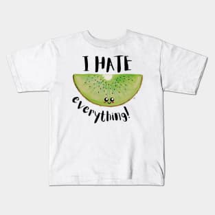 I Hate Everything, Kawaii Kiwi Slice - Sarcastic Cute Hater (white t-shirt) Kids T-Shirt